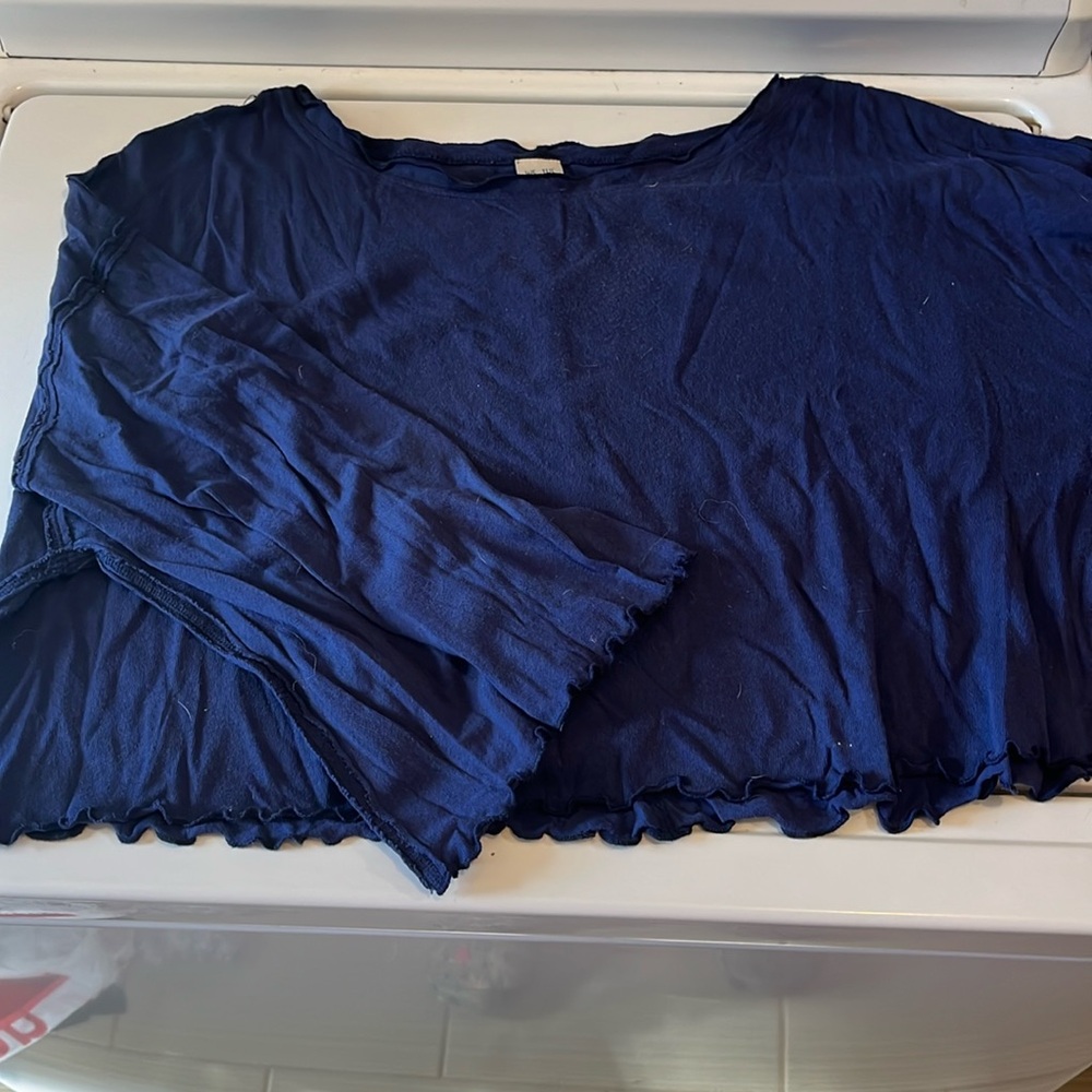 Blue free people oversized cropped top